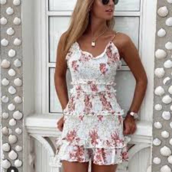 Zara | Floral Mini Dress - Red and White - Picture 4 of 13